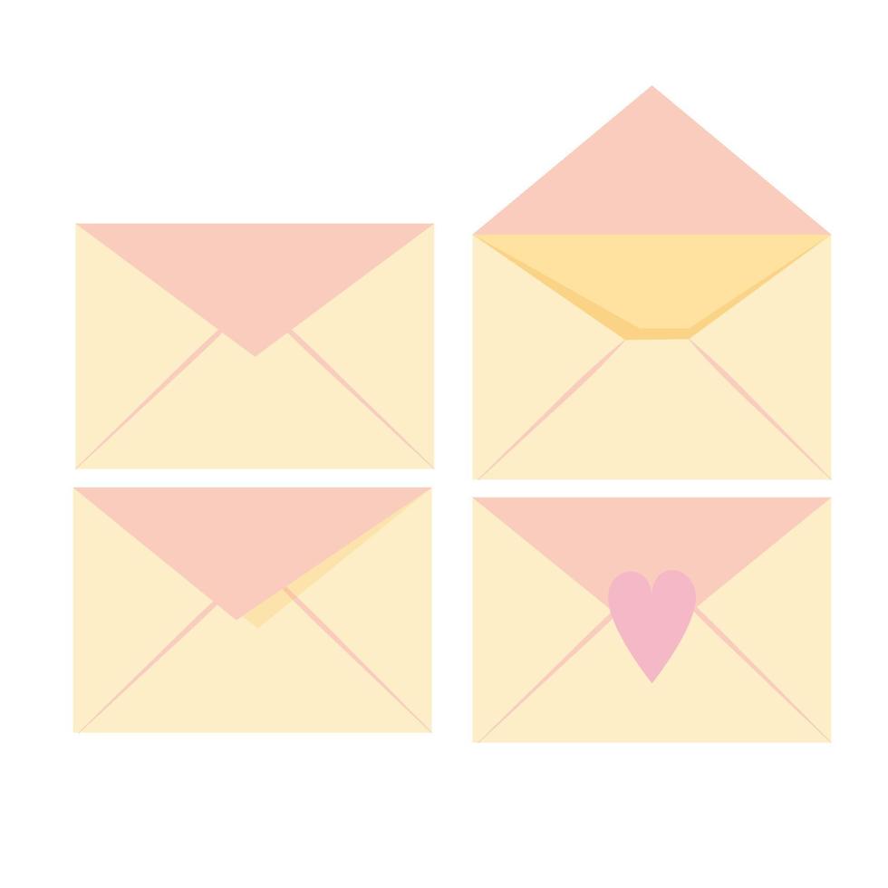 conjunto de envelopes rosa e amarelos vetor