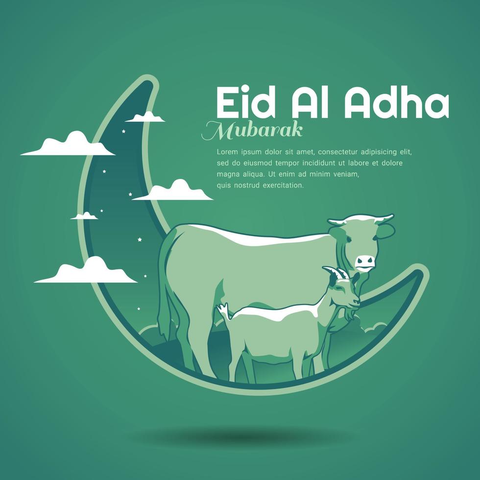 ilustração vetorial de cartaz de vaca de cabra eid al adha mubarak vetor