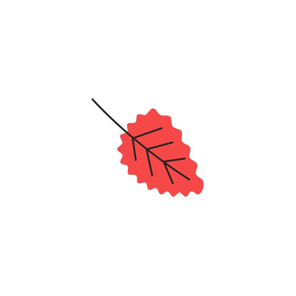 folha de outono fresca vermelha com veias. temporada de folhagem de álamo de outono. item botânico decorativo. simples silhueta de folha de álamo tremedor única. ilustração vetorial plana desenhada à mão isolada no fundo branco vetor