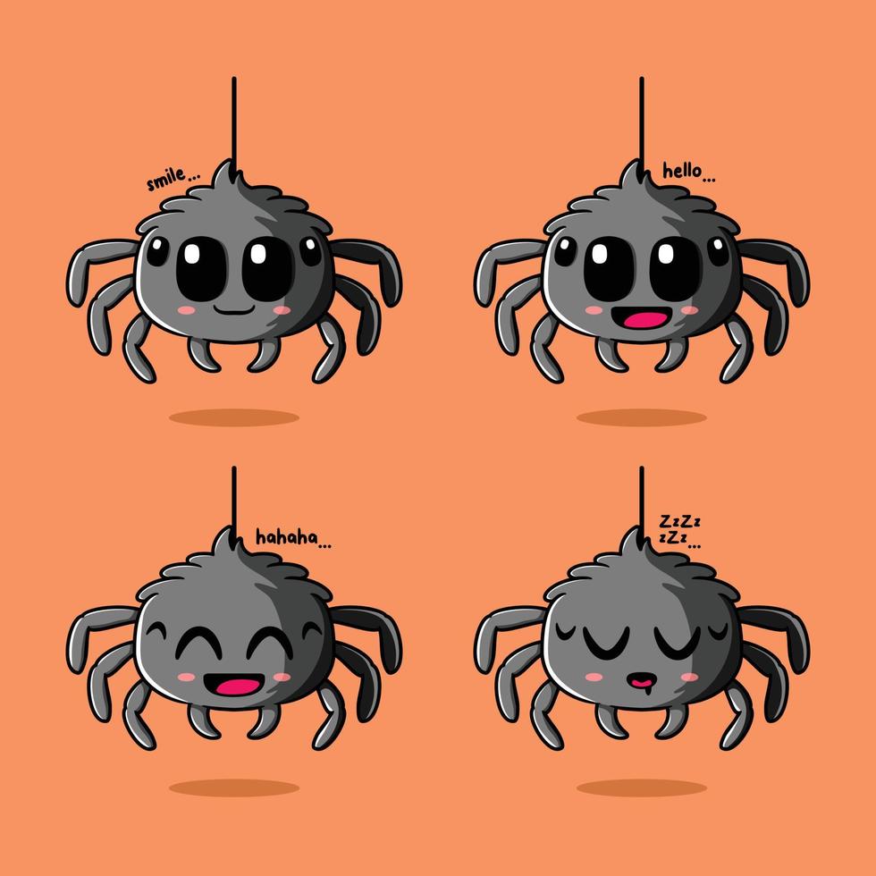 ilustração vetorial de emoji de aranha fofo vetor
