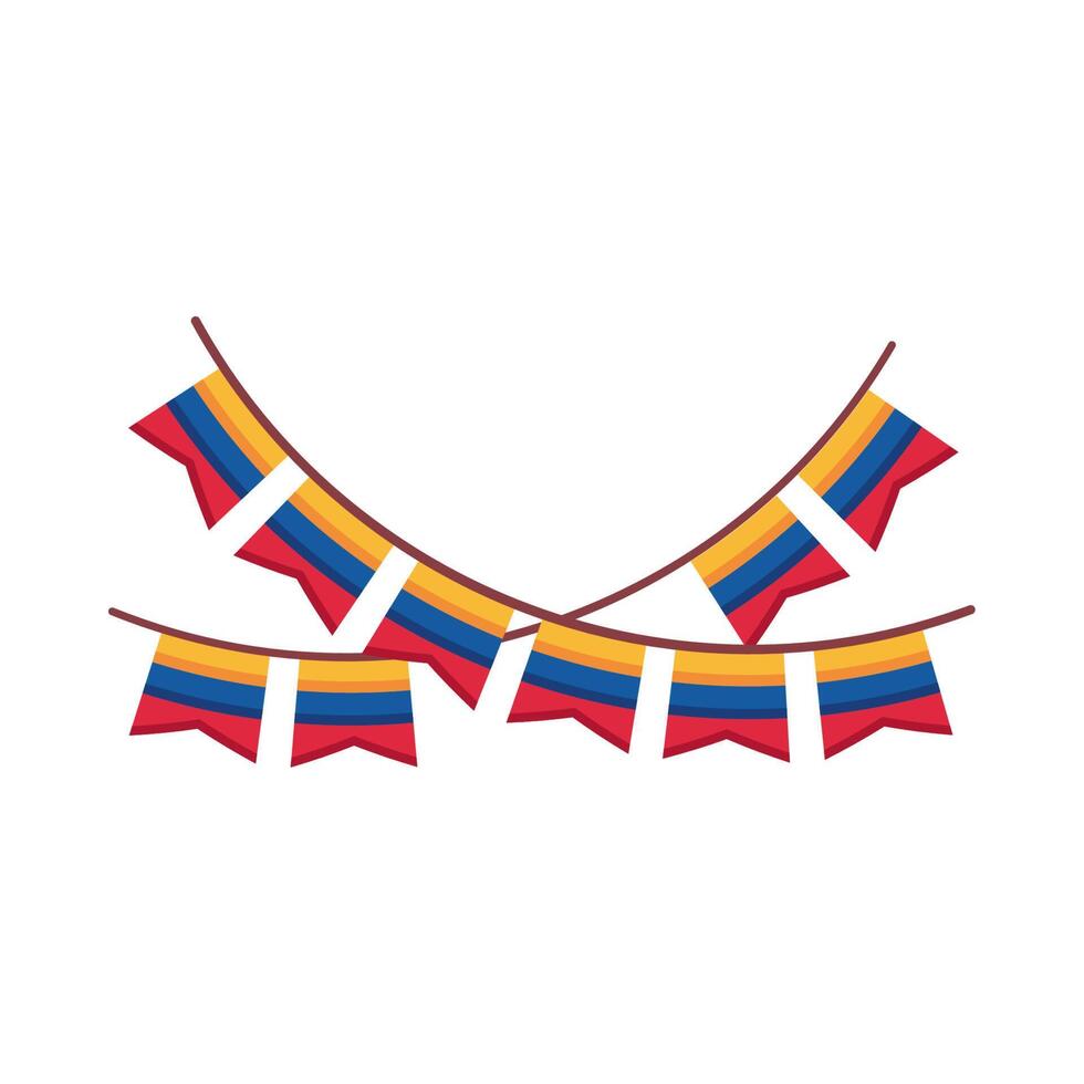 bandeira colombiana em guirlandas vetor