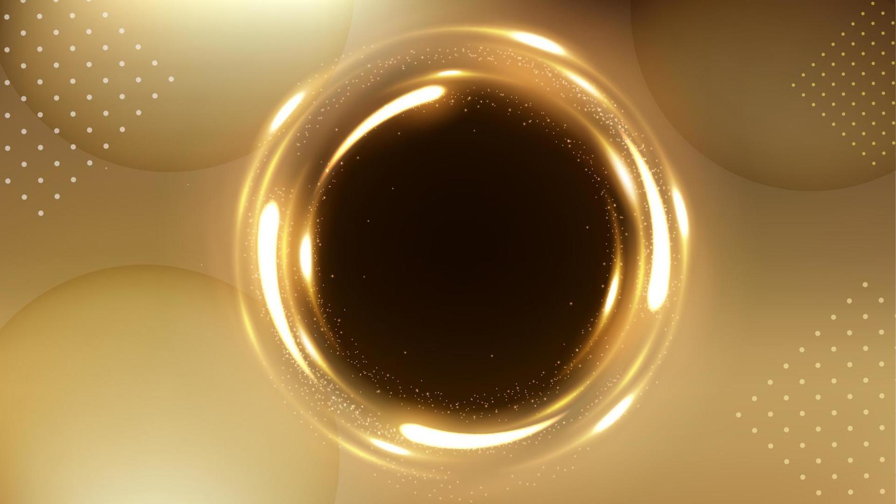 fundo de anel de círculo dourado, efeito de movimento de luz de ouro elegante. ilustração vetorial widescreen vetor