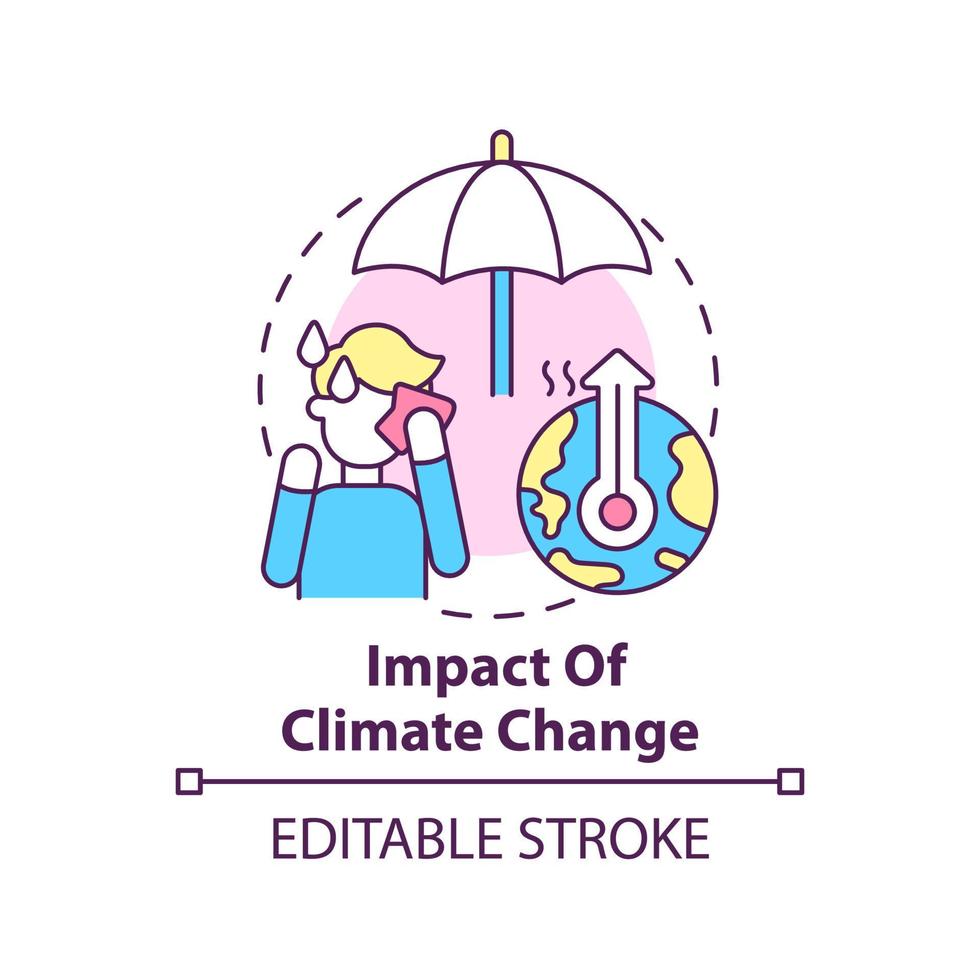 impacto do ícone do conceito de mudança climática. clima e estado mental. tendência na ilustração de linha fina de idéia abstrata de psicologia. desenho de contorno isolado. traço editável. vetor