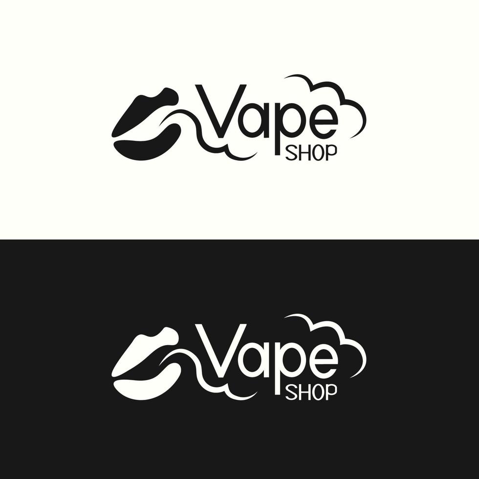 logotipo minimalis da loja vape. nuvem de fumaça do vaporizador. lábio vetor
