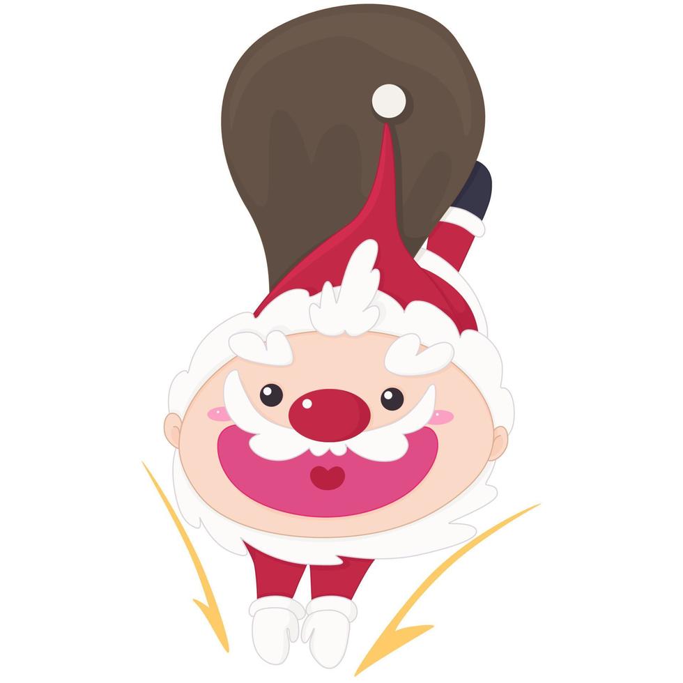 papai noel entra no trabalho para entregar presentes - um personagem de desenho animado de natal vetor