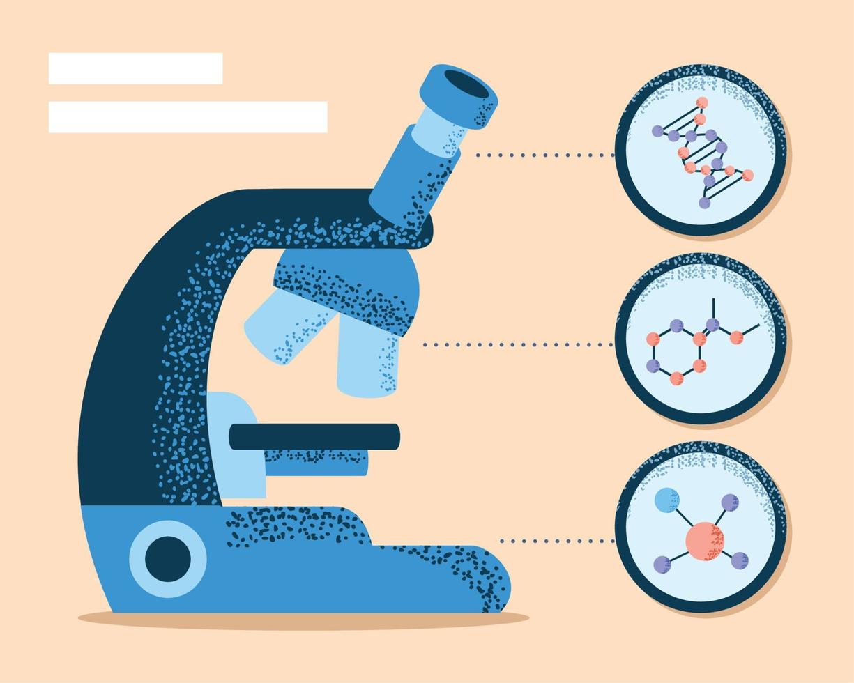 biologia do dna do microscópio vetor