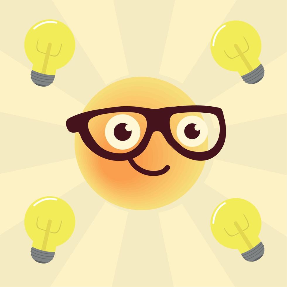 emoji nerd com óculos vetor