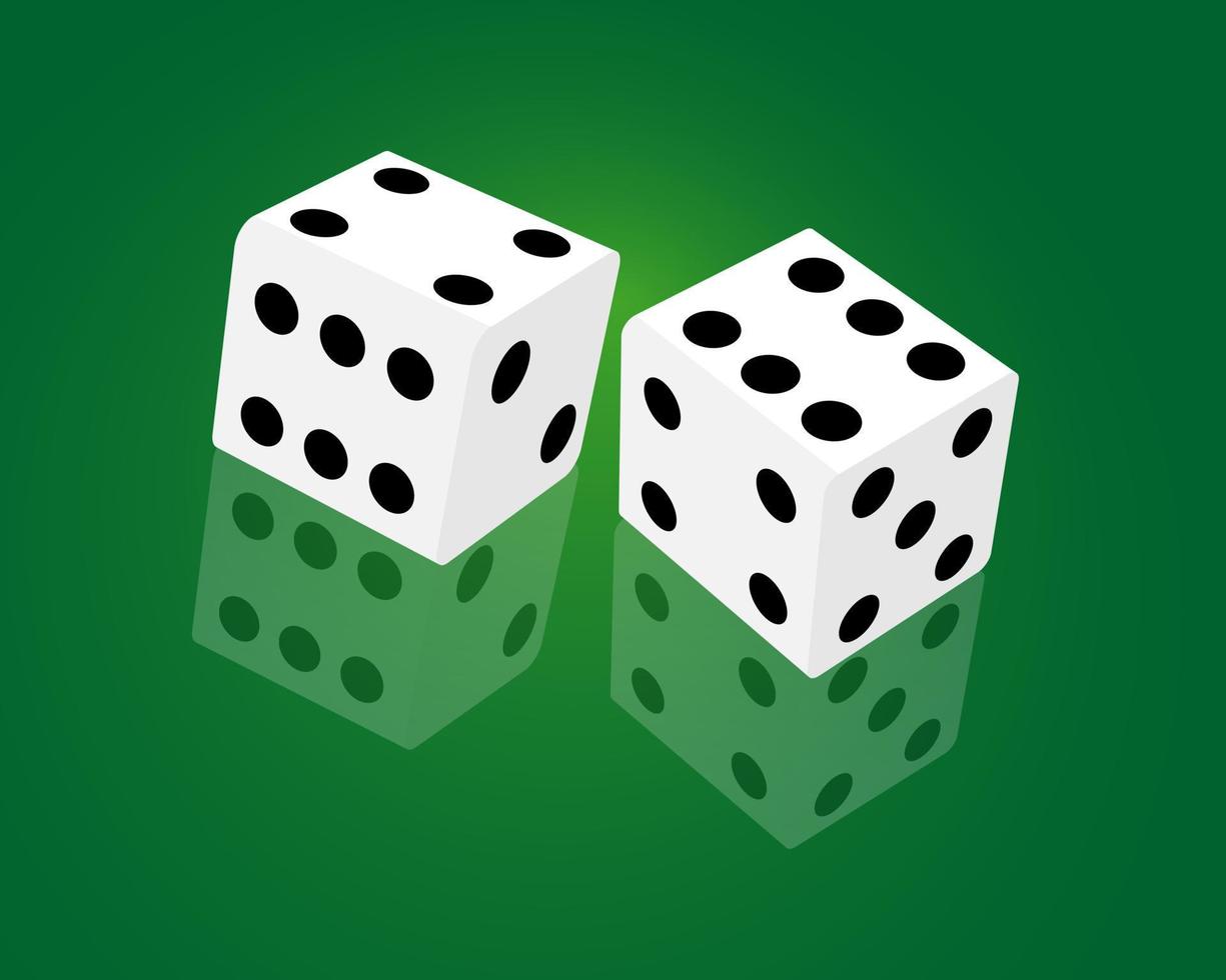 jogo de dados de cassino em um fundo verde vetor