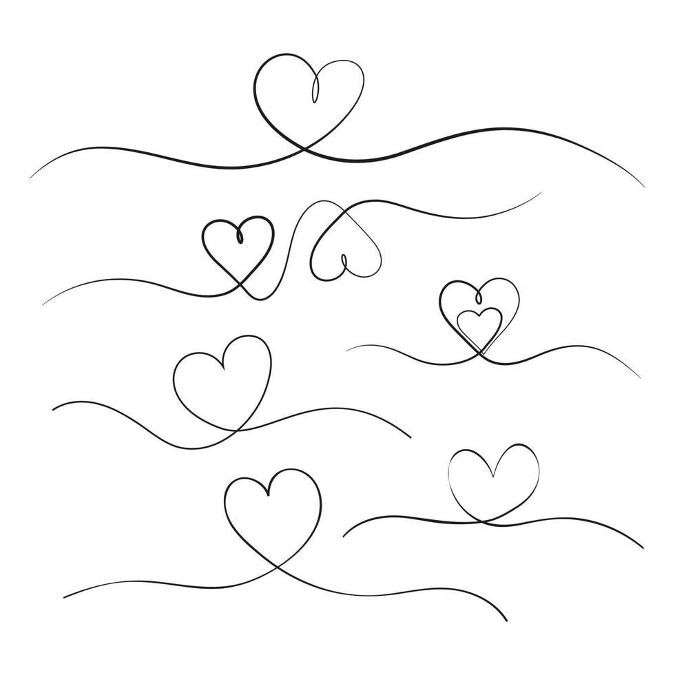 conjunto de ilustração de uma linha de coração forrado arte vetorial vetor