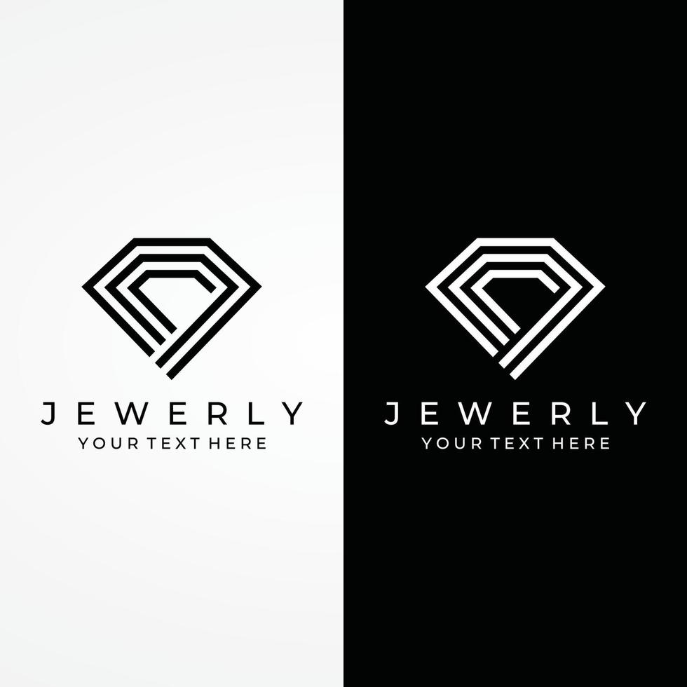 design de modelo de logotipo abstrato de anel de joias com diamantes de luxo ou gems.isolated em background.logo preto e branco pode ser para marcas e sinais de joias. vetor