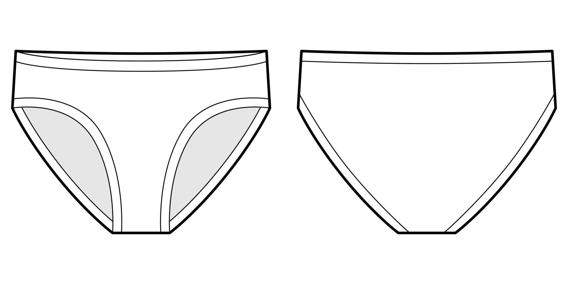 ilustração de esboço técnico de calcinha de meninas. cuecas infantis. vetor