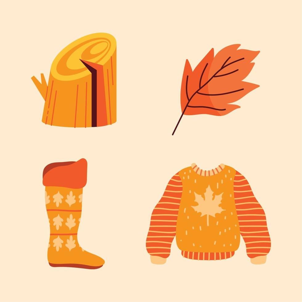 quatro ícones da temporada de outono vetor