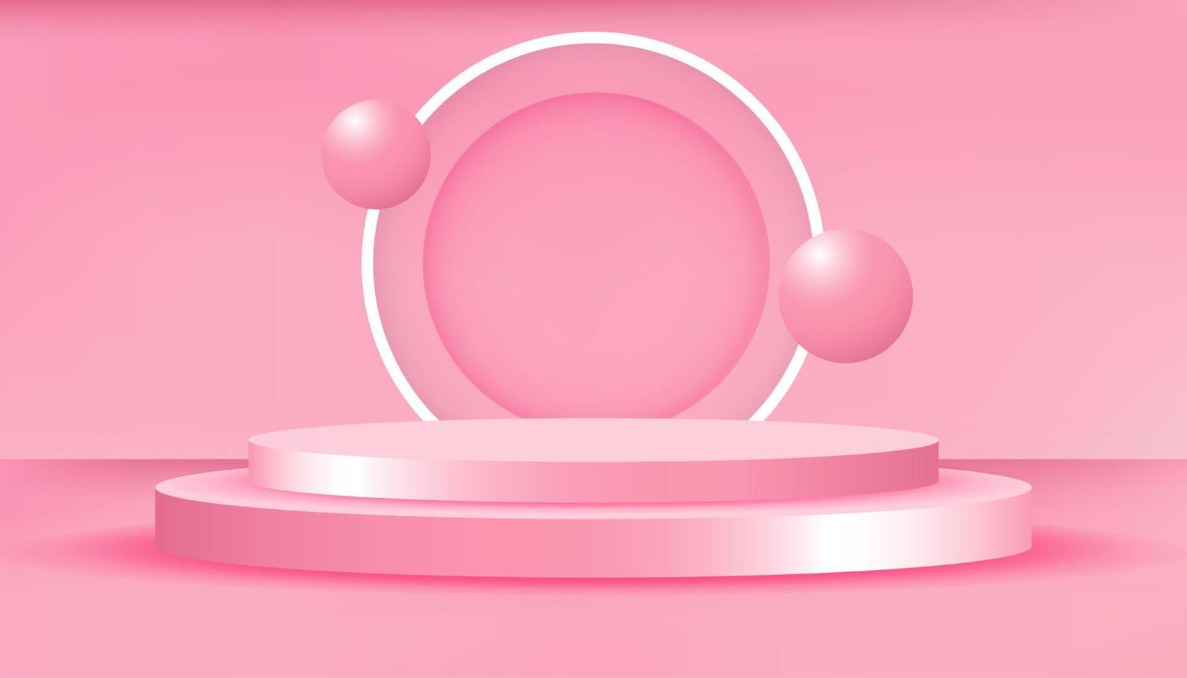 pódio pastel rosa 3d realista vetor