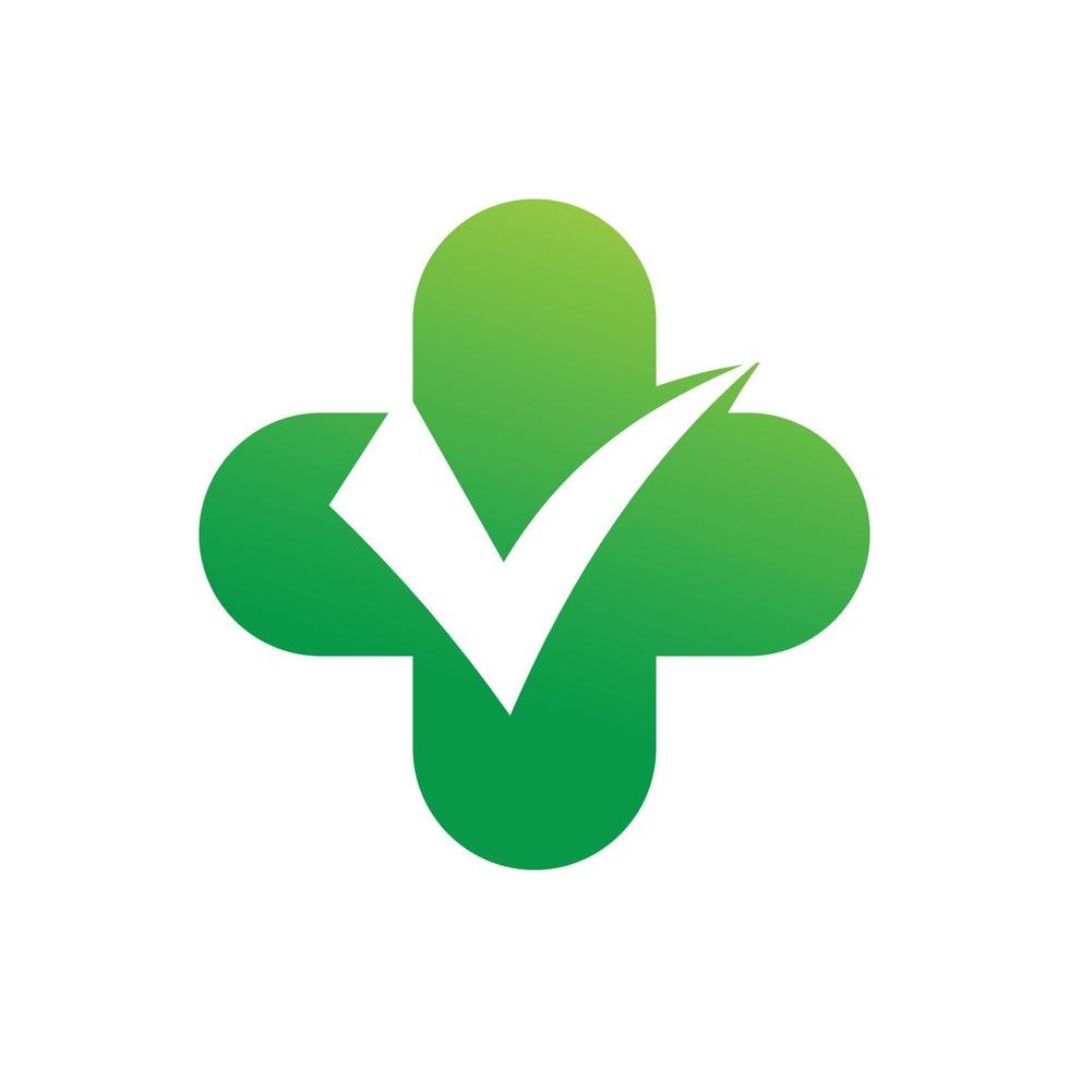 design de logotipo de cheque médico verde vetor