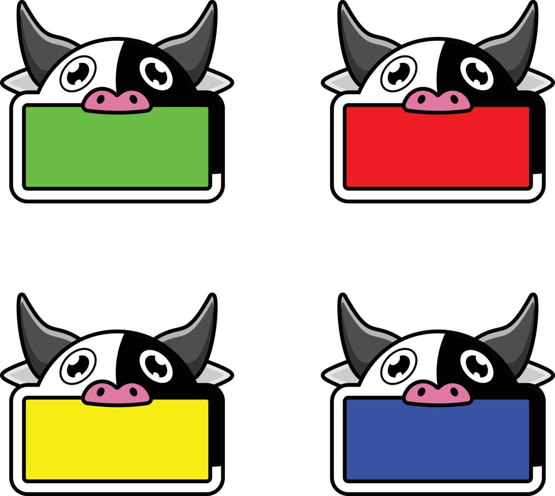 conjunto de cores do conjunto de cores da placa de animais de vaca fofa design de ilustração vetorial vetor