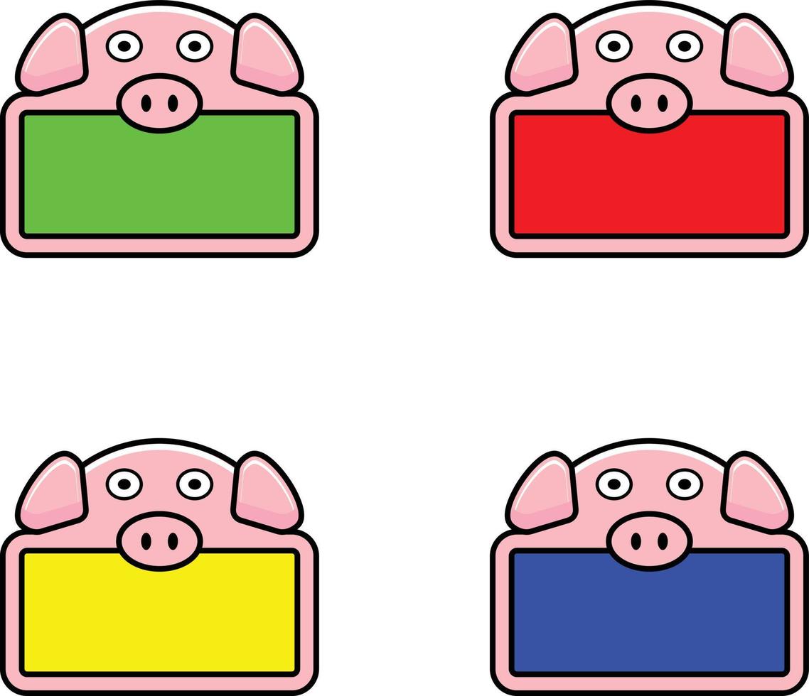conjunto de cores de conjunto de pacote de cores de animais de porco fofo design de ilustração vetorial vetor