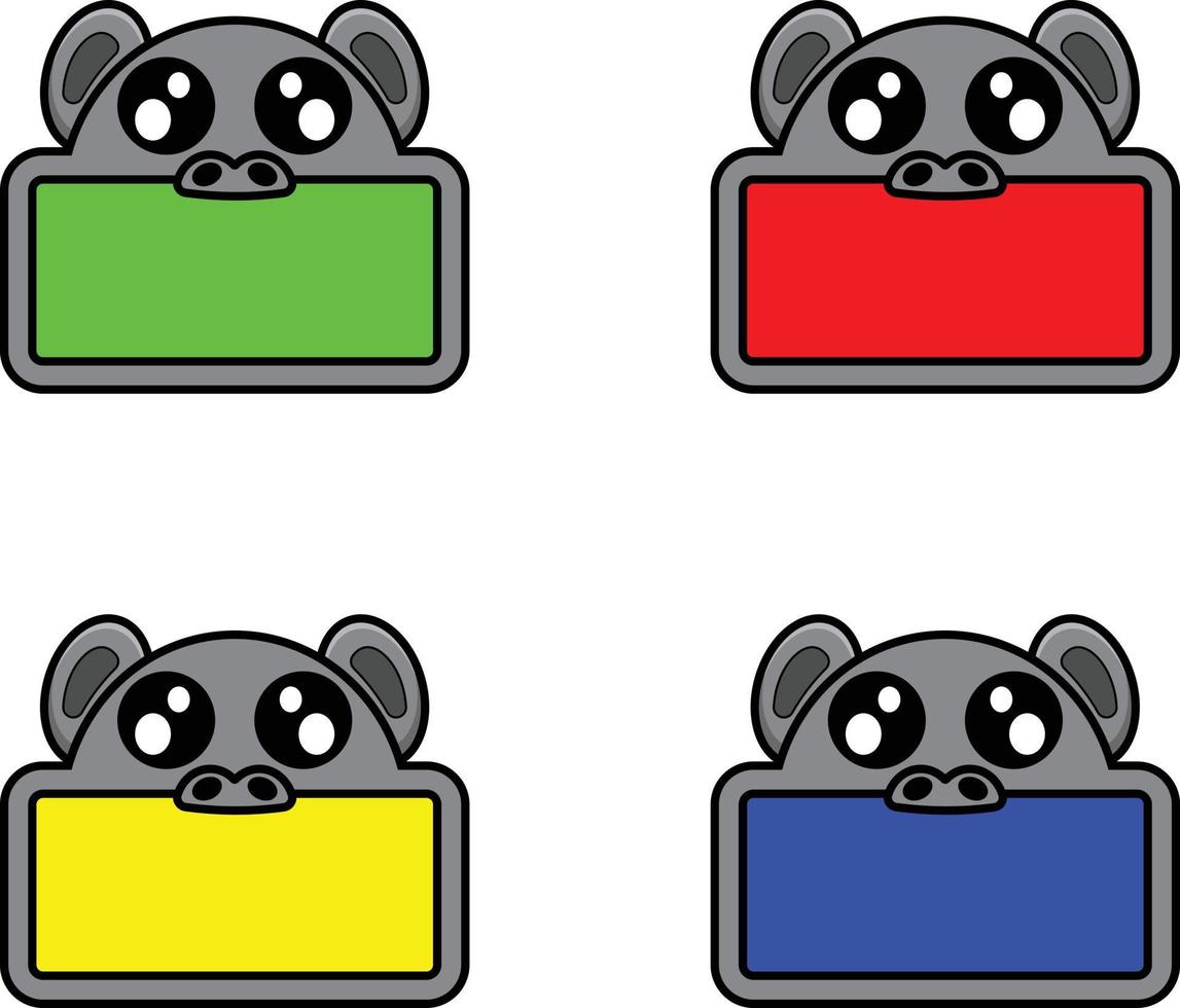 conjunto de conjunto de cores de placa de animal gorila bonito design de ilustração vetorial vetor