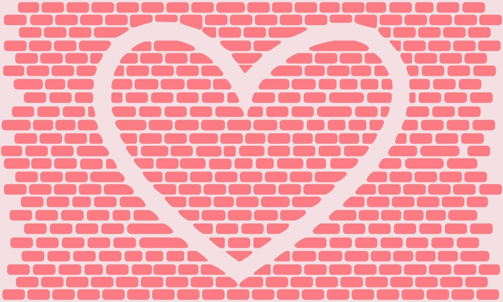 ilustração de fundo com coração de vetor por parede de tijolos para decoração