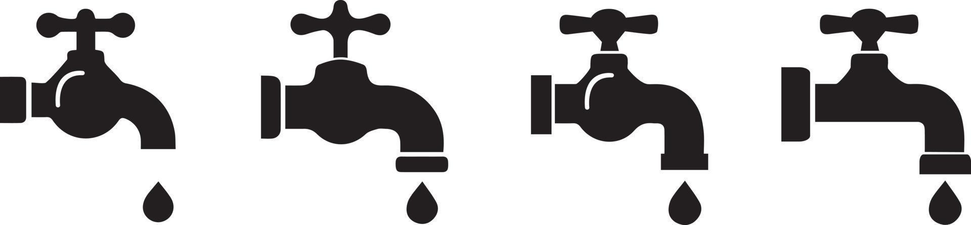 conjunto de ícones de torneira. coleção de torneira de água. símbolo de torneira de banheiro plano e estilo de linha vetor