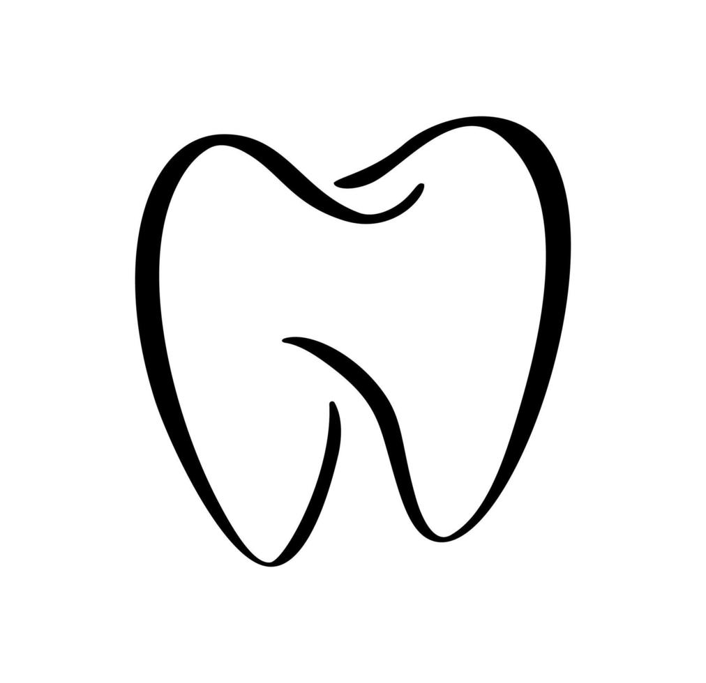 ícone do logotipo do dente para modelo de design de atendimento odontológico de dentista ou estomatologia. símbolo de dente de contorno de linha preta isolado vetorial para clínica odontológica ou centro médico e pacote de pasta de dente vetor