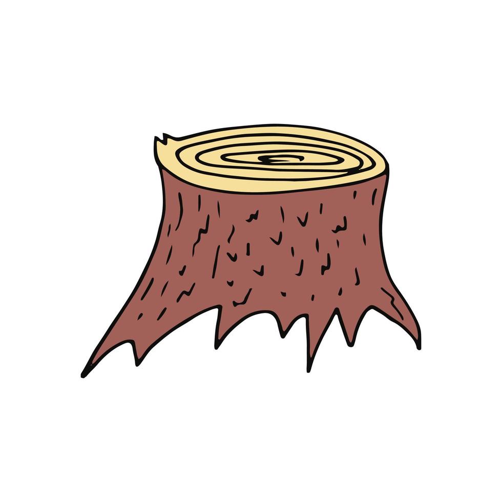 toco de árvore esboço mão desenhada doodle. ícone, cartão, pôster, floresta de natureza monocromática vetor