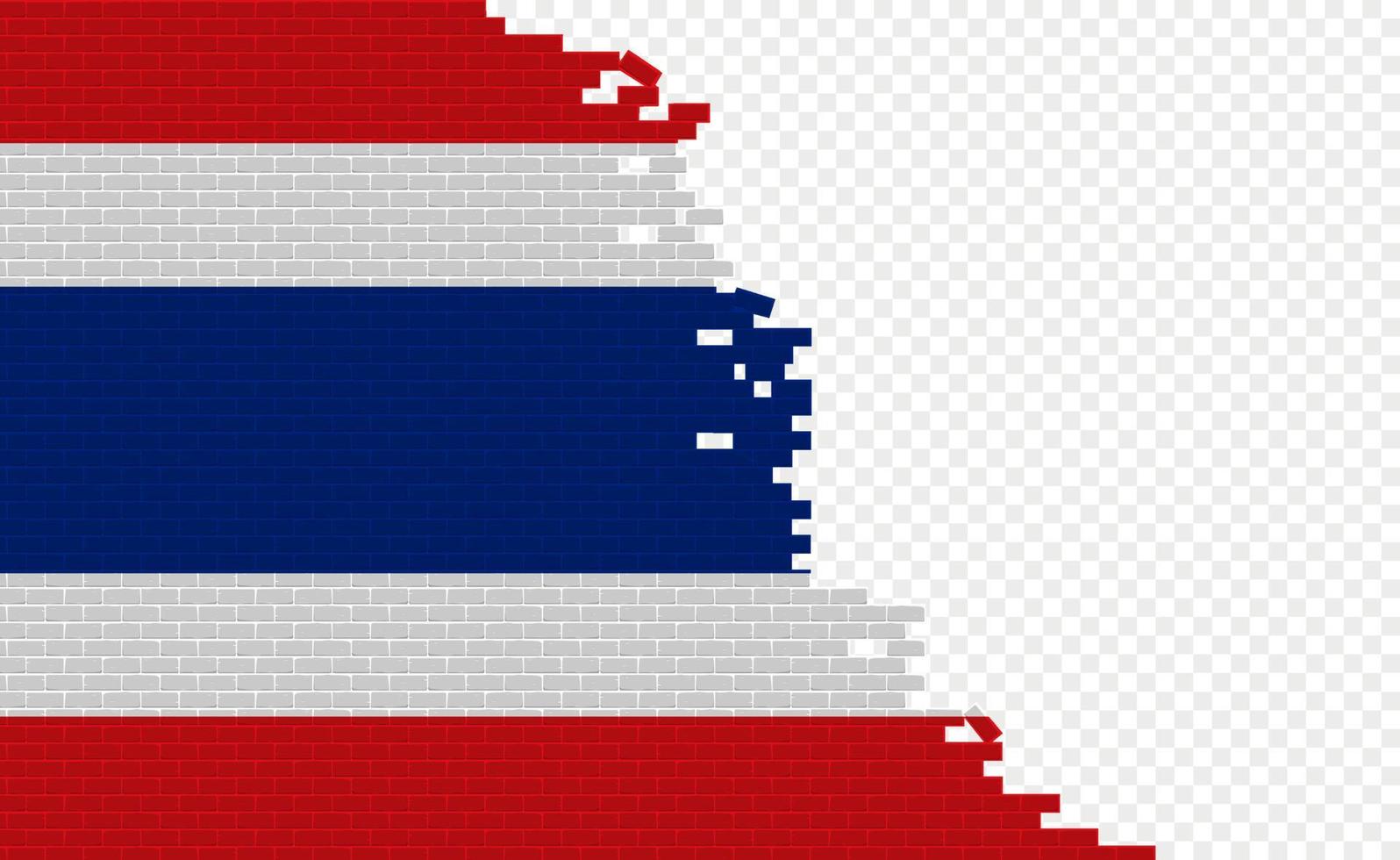 bandeira da tailândia na parede de tijolos quebrados. campo de bandeira vazio de outro país. comparação do país. edição fácil e vetor em grupos.