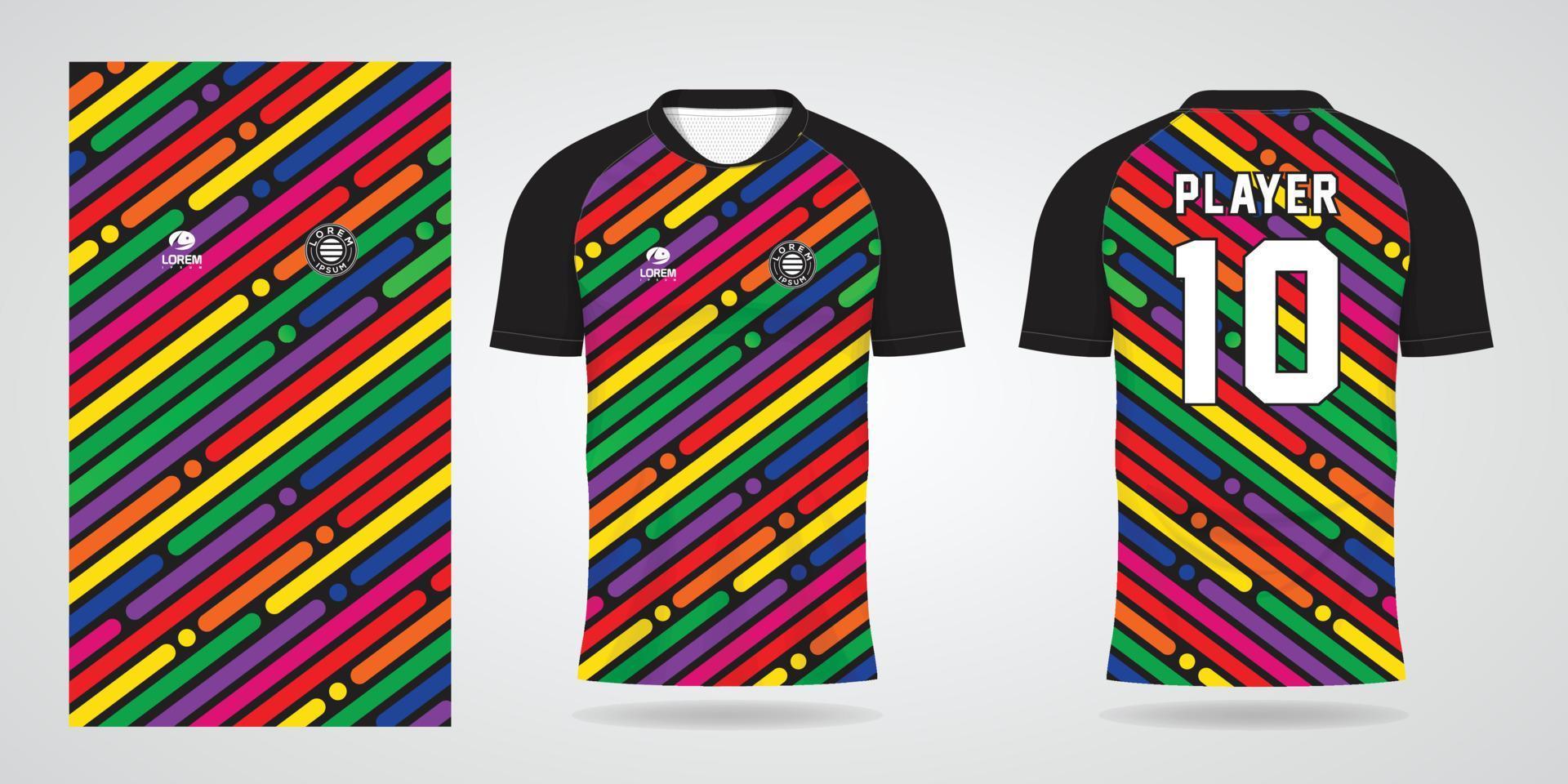 modelo de design de esporte de camisa de futebol colorida vetor