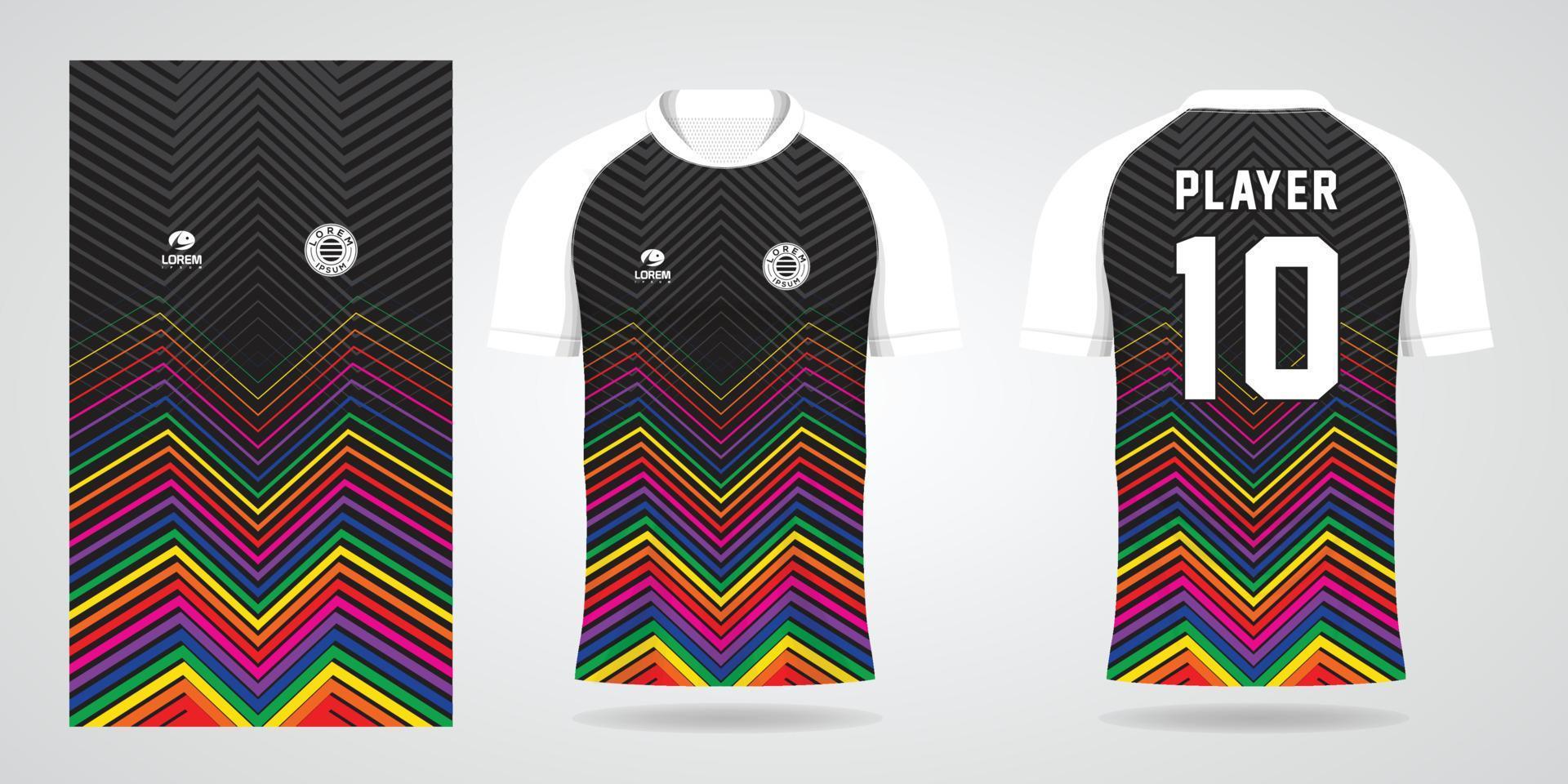 modelo de design de esporte de camisa de futebol colorida vetor