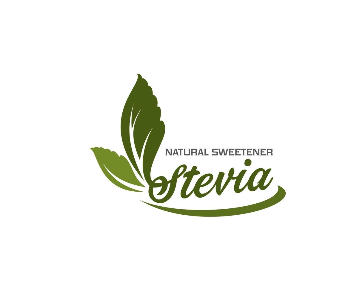 stevia deixa ícone ou rótulo de adoçante natural vetor