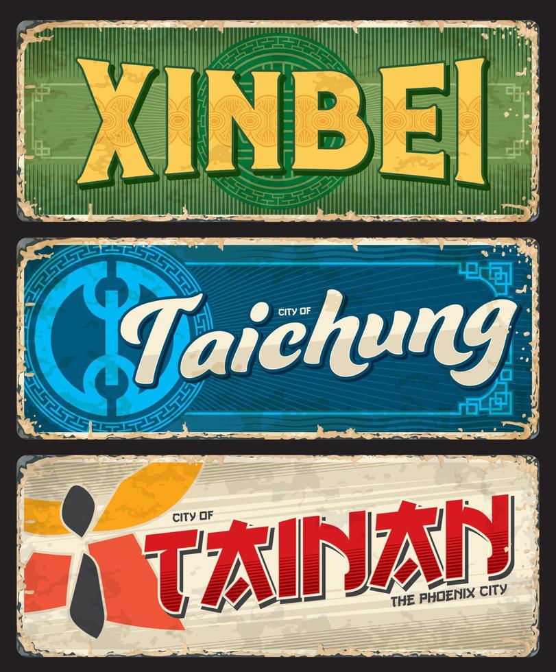 xinbei, taichung, placas de viagem chinesas tainan vetor