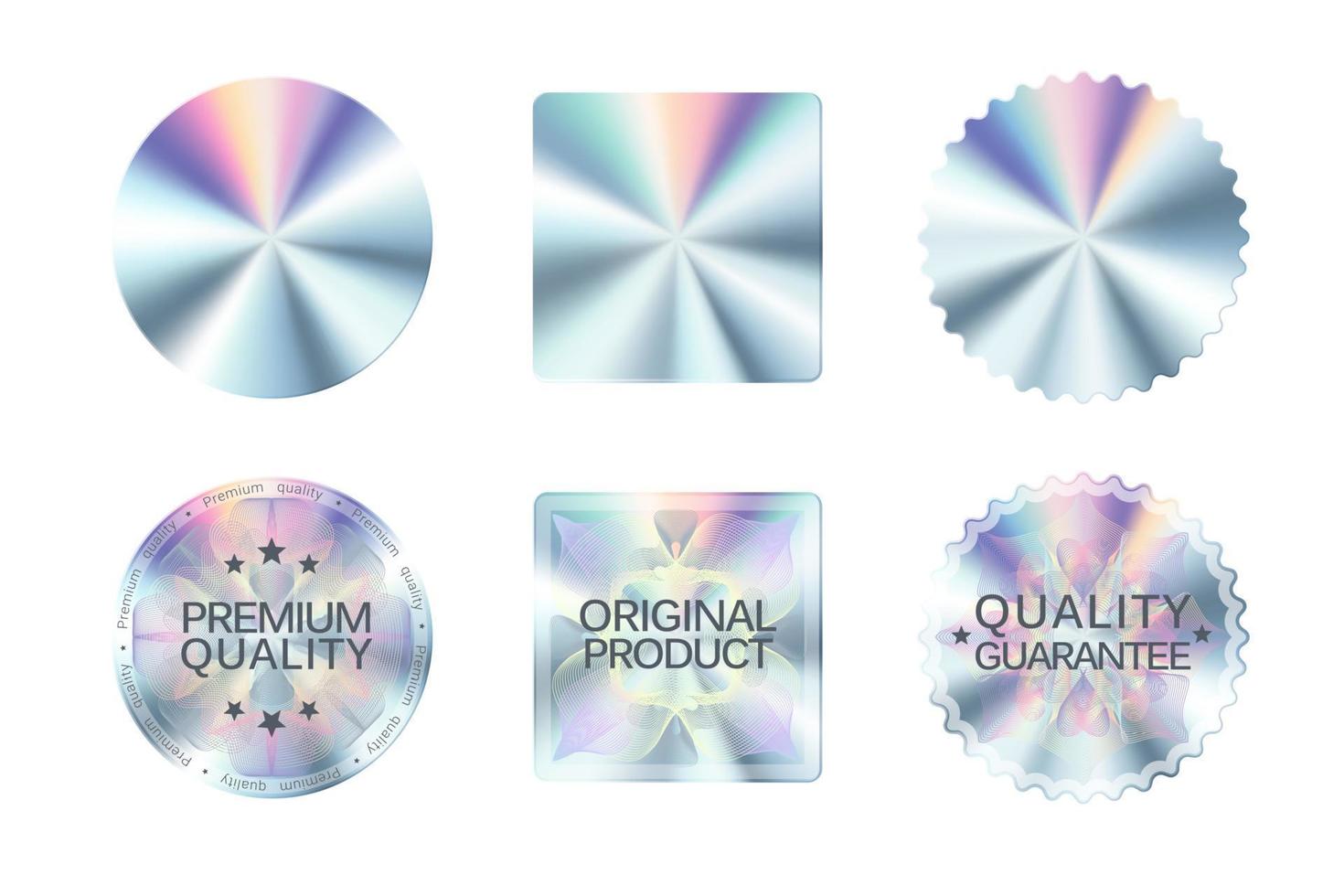 adesivo de holograma de qualidade, conjunto de etiquetas holográficas vetor