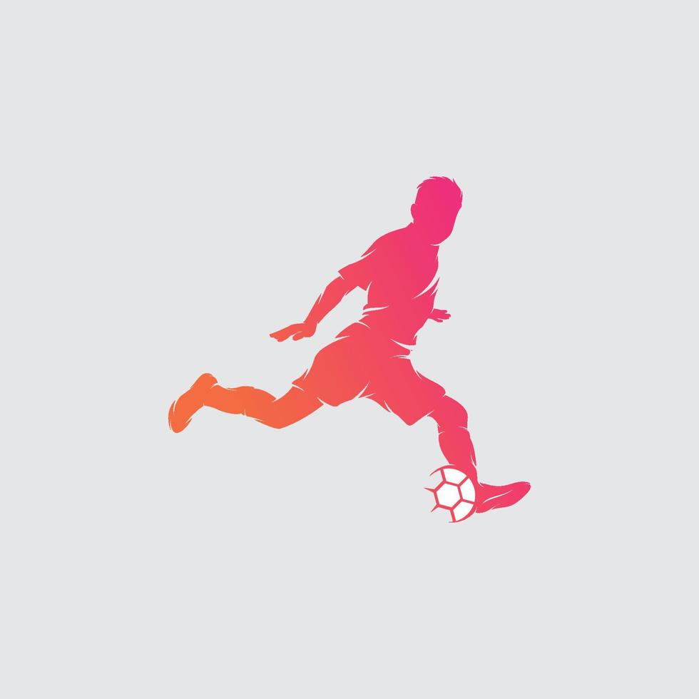 um design de logotipo de jogador de futebol vetor