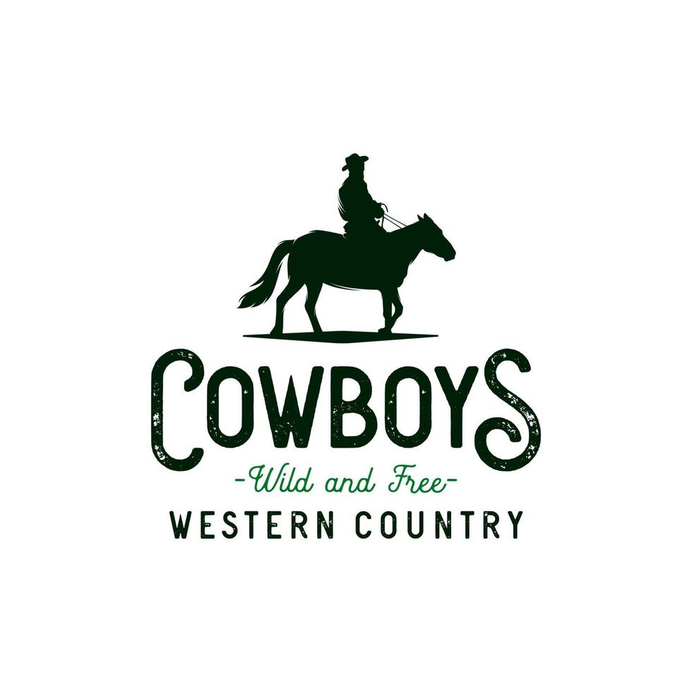 logotipo vintage de rodeio do oeste selvagem de cowboy vetor