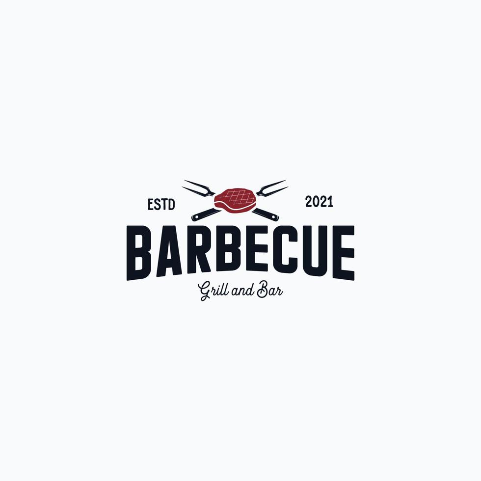 logotipo grelhado de bife de churrasco vintage vetor