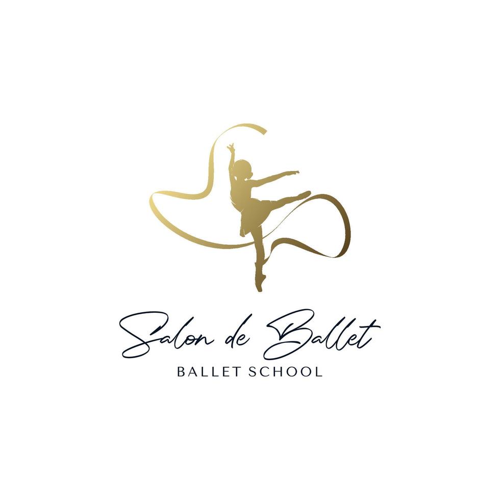 modelo de design de logotipo de escola de balé de ouro vetor