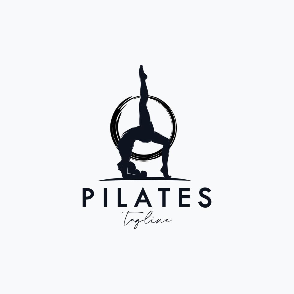 vetor de desportista de silhueta de logotipo de ginástica de fitness