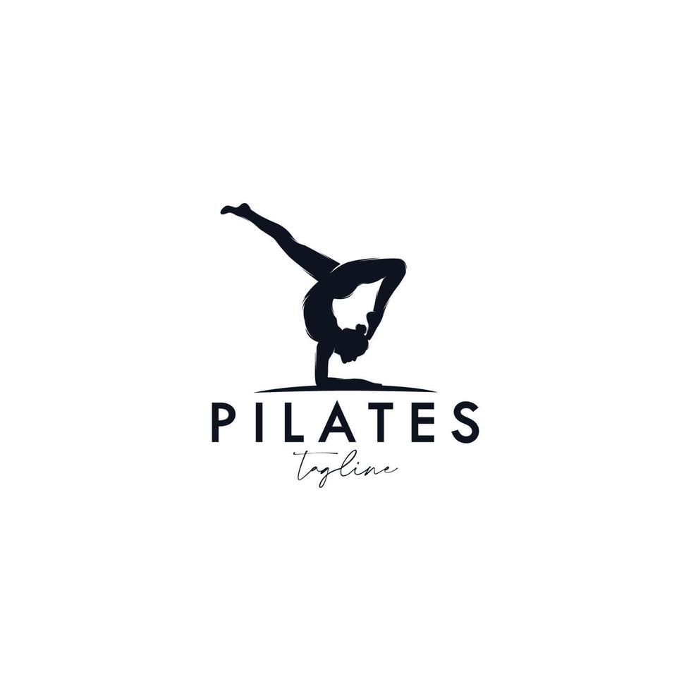 treinador pilates silhueta mulher design de logotipo de vetor criativo