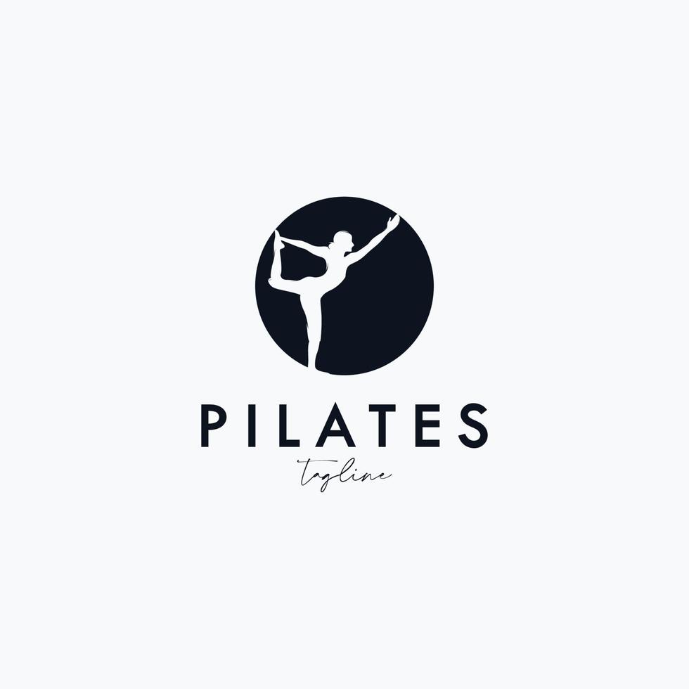 treinador pilates silhueta mulher design de logotipo de vetor criativo