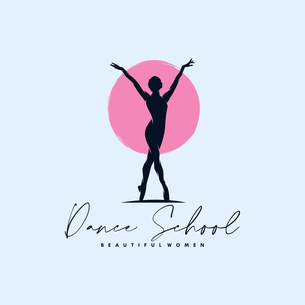 design de logotipo de escola de dança moderna vetor