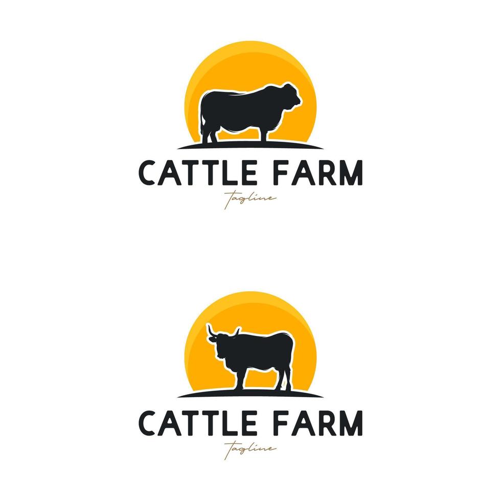 vetor de estoque de design de logotipo de fazenda de gado