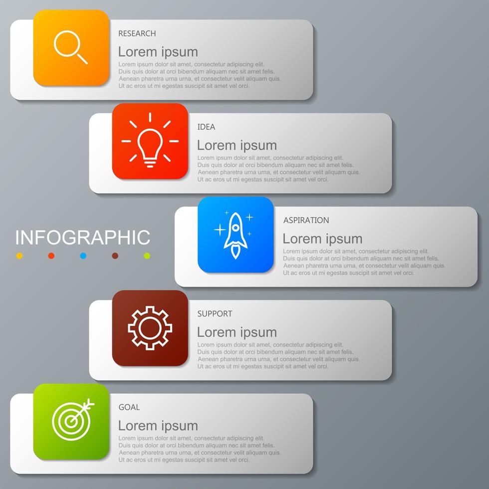 modelo de infográfico com a imagem de 5 retângulos vetor