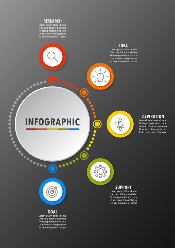 modelo de infográfico com a imagem de 5 retângulos vetor