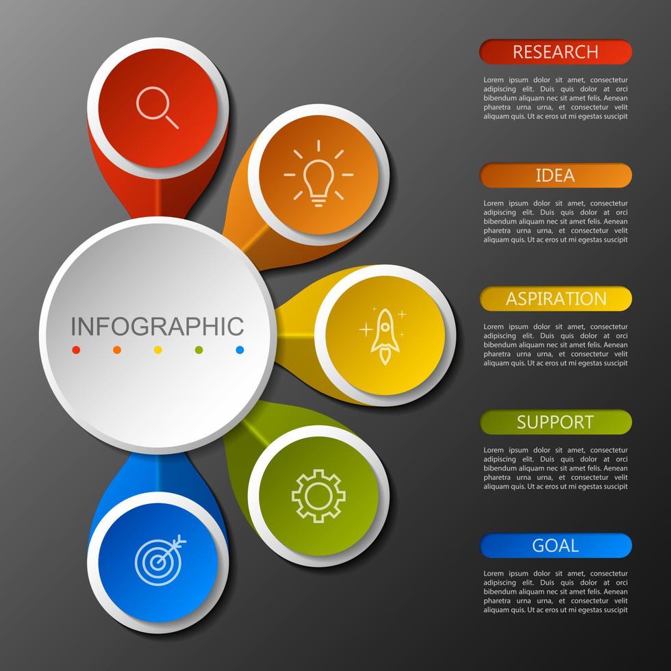 modelo de infográfico com a imagem de 5 retângulos vetor