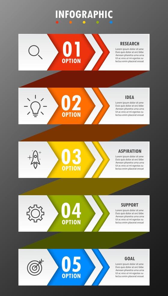 modelo de infográfico com a imagem de 5 retângulos vetor