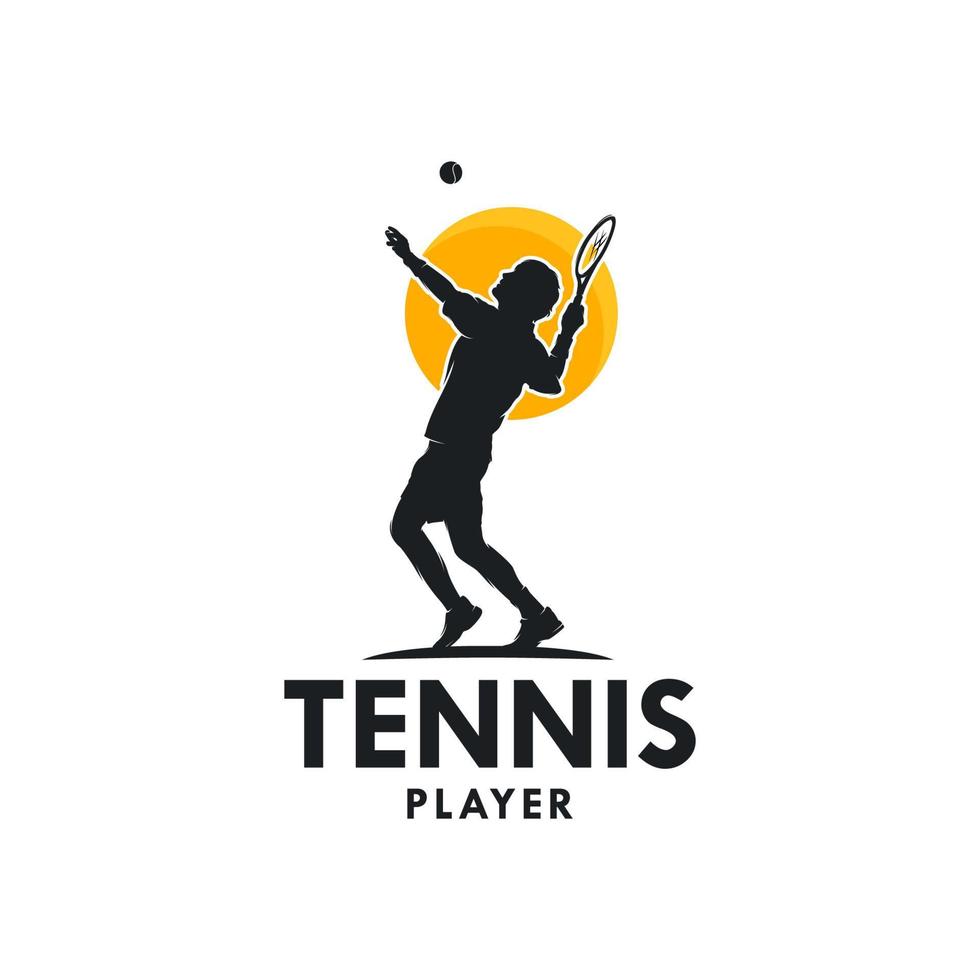logotipo de silhueta vetorial estilizado de jogador de tênis vetor