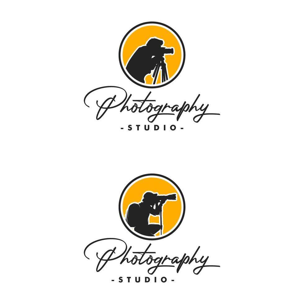conjunto de design de logotipo retrô de fotógrafo, símbolo de cinegrafista vetor