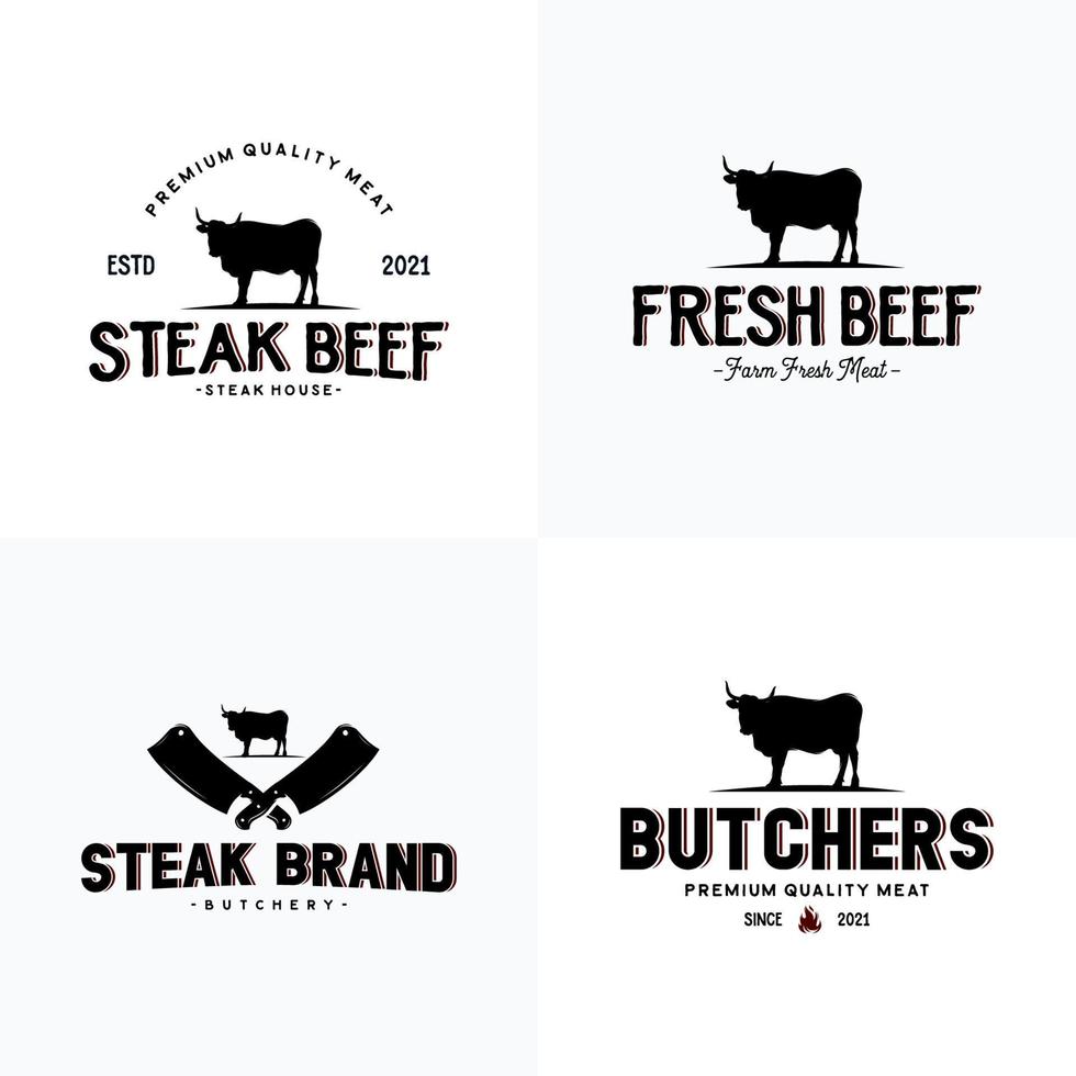 design de logotipo de carne bovina angus de gado vetor
