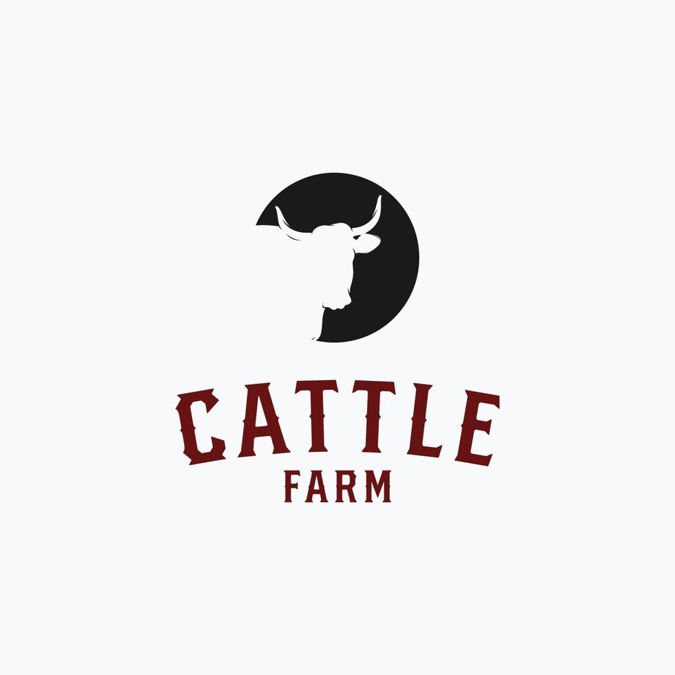 logotipo de gado vintage, fazenda de gado, vetor de logotipo de carne