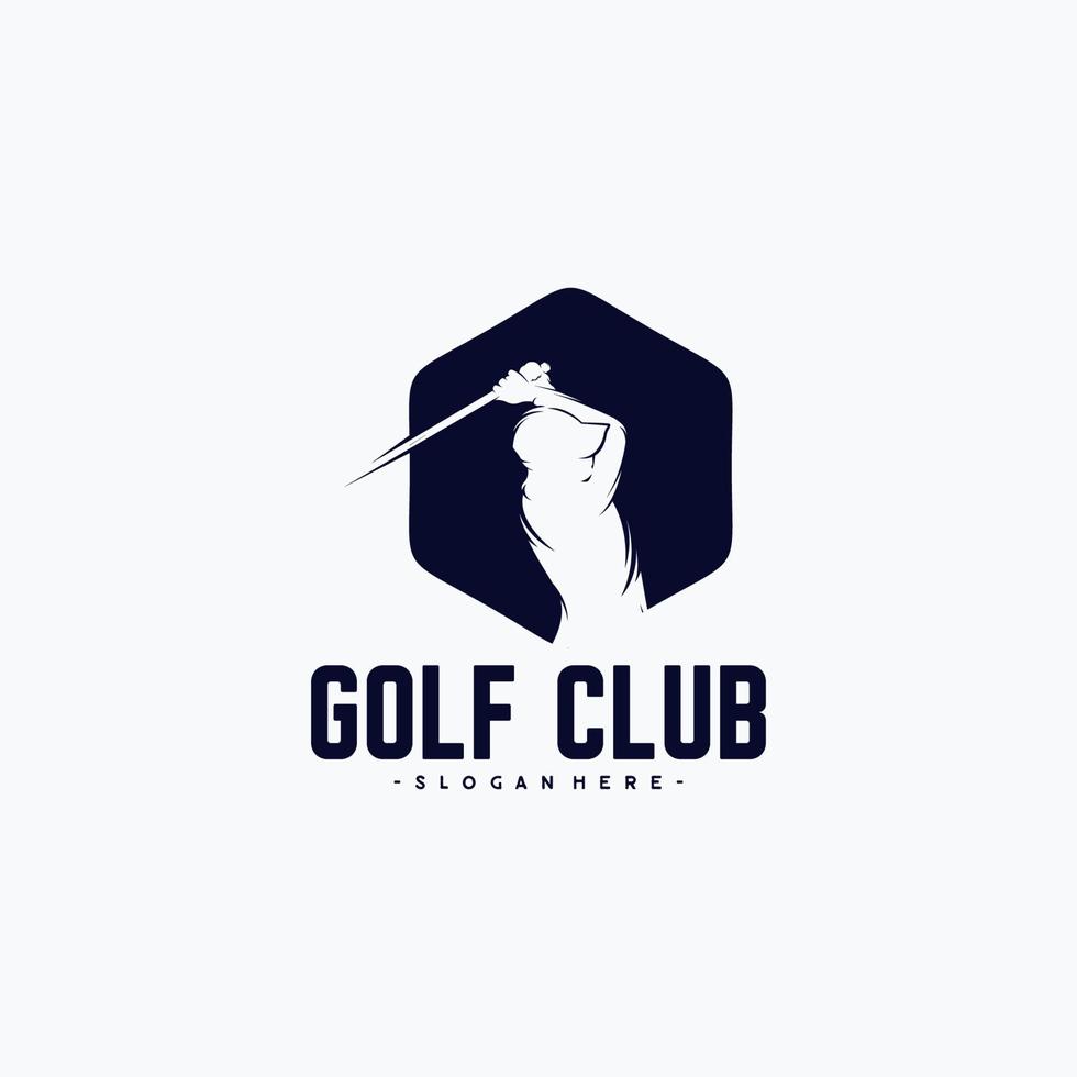 modelo de design de logotipo de jogador de golfe vetor