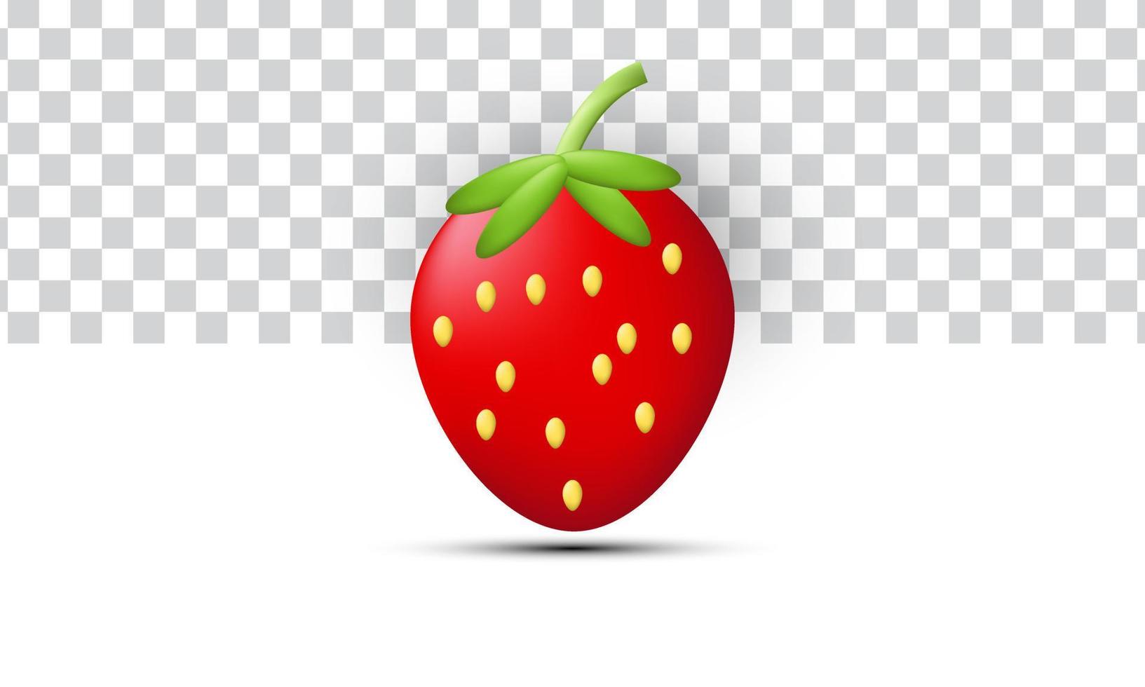 único ícone de morango vermelho bonito realista design 3d isolado em vetor